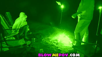 Nightvision Blowjob of a Teen Who Suck in Camping